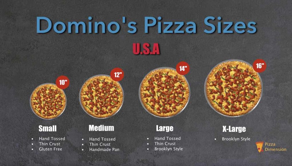 dominos pizza sizes