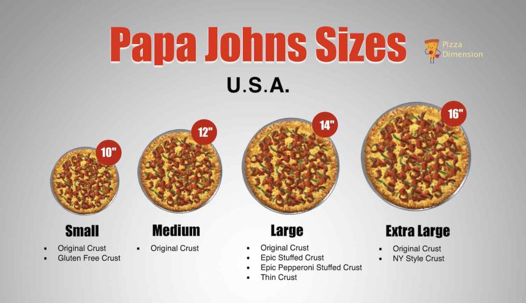 Papa Johns Pizza Size